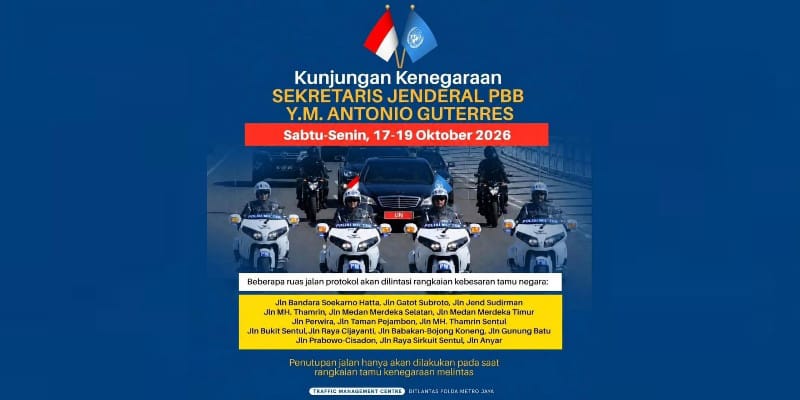 Sekjen PBB Kunker di Jakarta, Polisi Siapkan Pengamanan Lalin dari Jakpus hingga Sentul