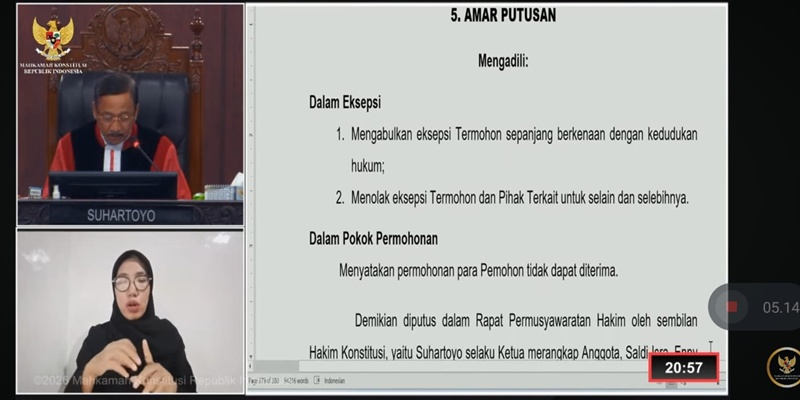 MK Tolak Gugatan Denny Indrayana Cs dan Gibran Tetap Wapres
