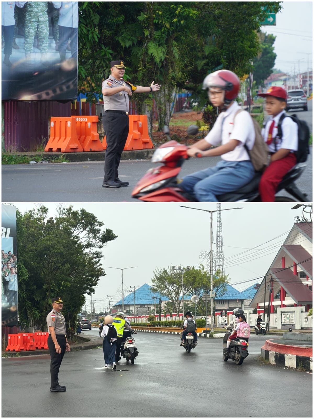 Wujudkan Polri Bersama Masyarakat, Kapolres dan Waka Polres Kapuas Hulu Turun Langsung Atur Lalu Lintas