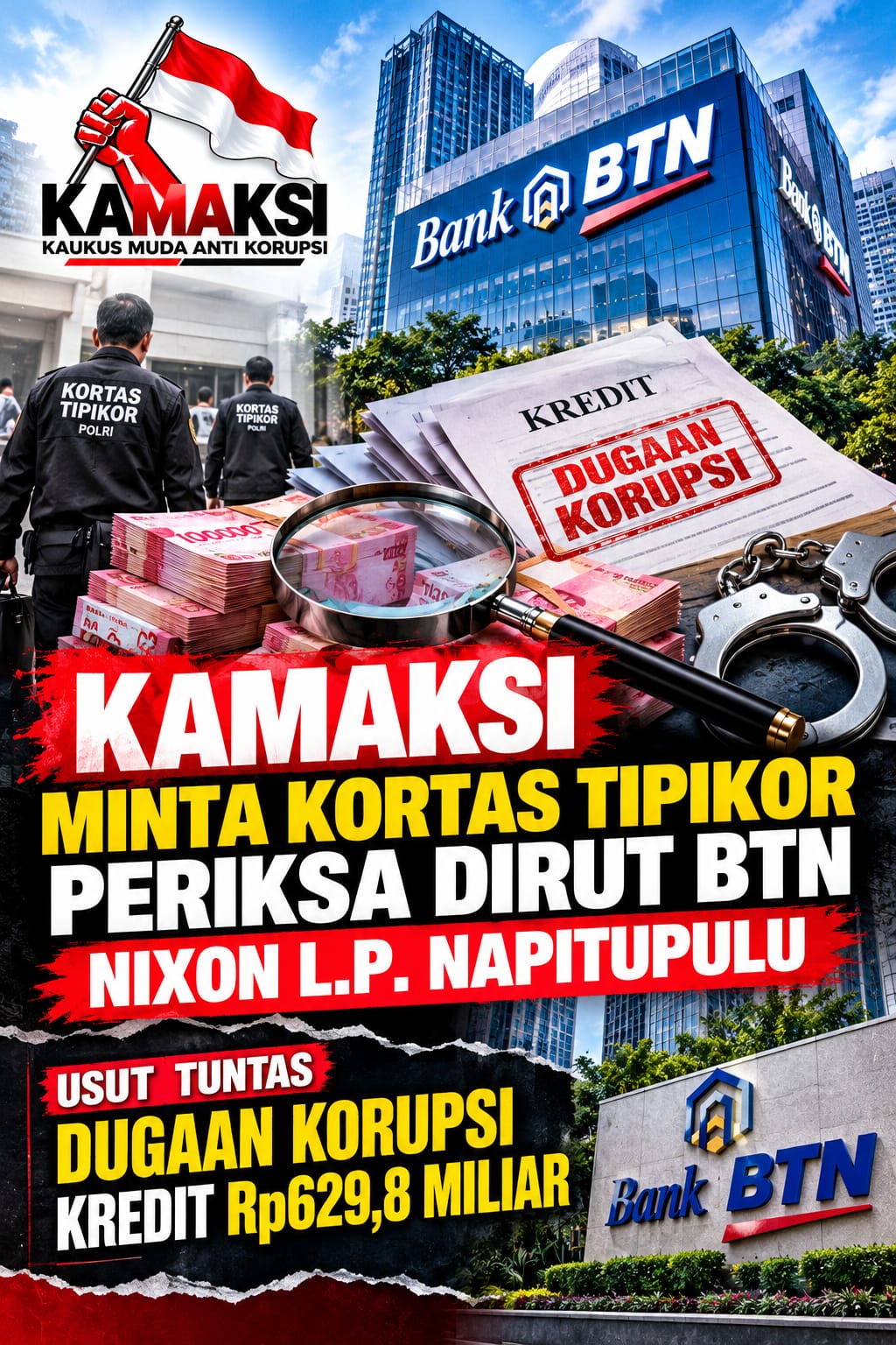 KAMAKSI Minta Kortas Tipikor Periksa Dirut BTN, Usut Tuntas Dugaan Korupsi Kredit Rp629,8 Miliar