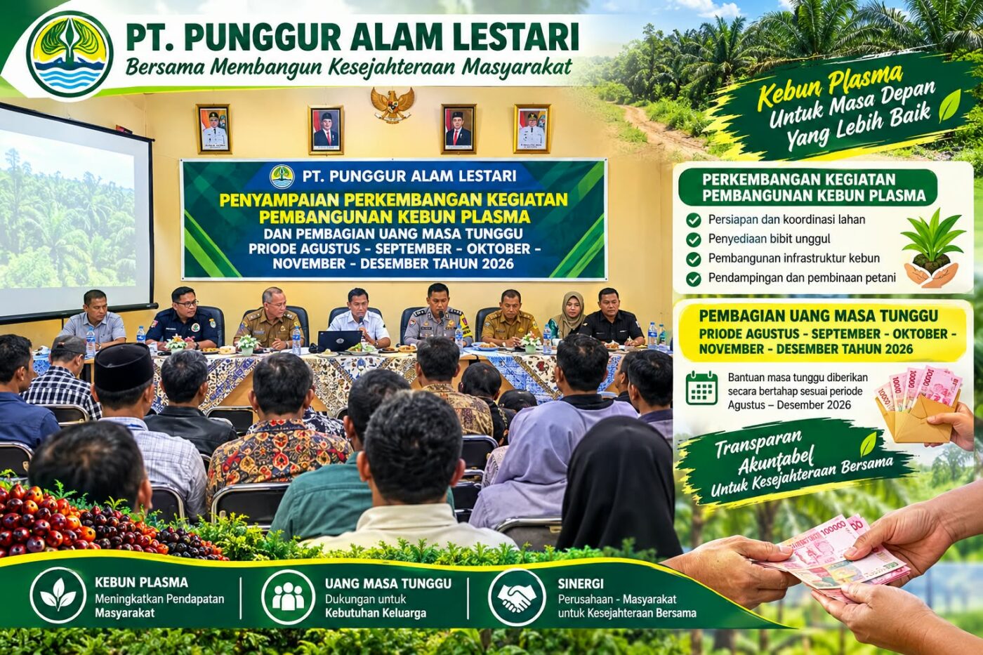 PT PAL dan Koperasi Alam Lestari Baru Sampaikan Perkembangan Kebun Plasma serta Pembagian Uang Masa Tunggu Lima Bulan kepada 144 Anggota